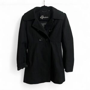 Guess Women's Elegant Black Double Breasted Pea Coat